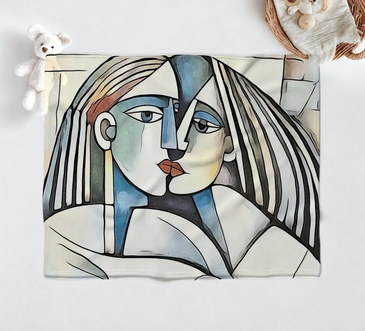 abstract couple, motif 9 fleece blanket by ZAMART