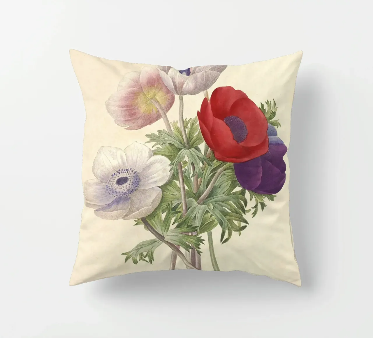 Fiori di anemone classici di primavera cuscino da Timeless Botanica