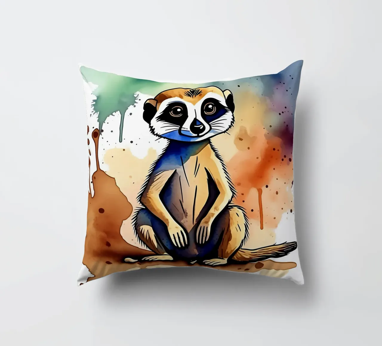 Meerkat_Style_M_1 cuscino da Tierisch bunt by LK