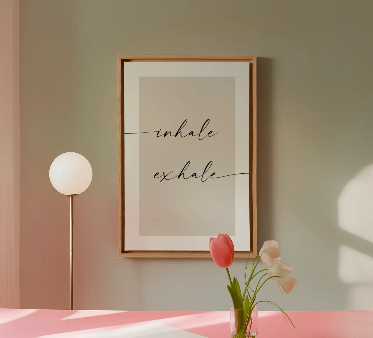 Inademen Uitademen canvas met Baklijst van NouveauPrints