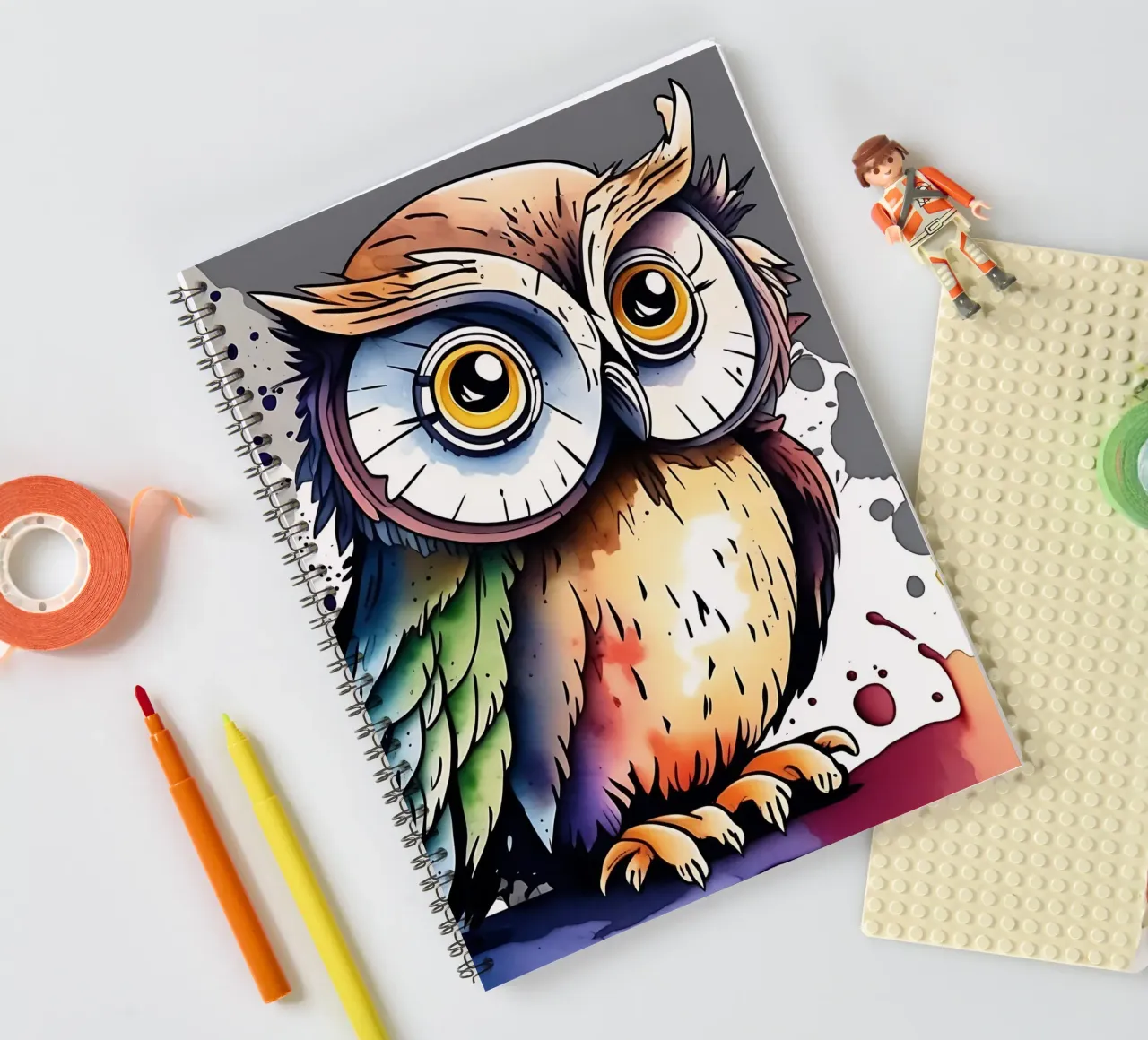 Owl_Style_M_1 spiral notebook by Tierisch bunt by LK