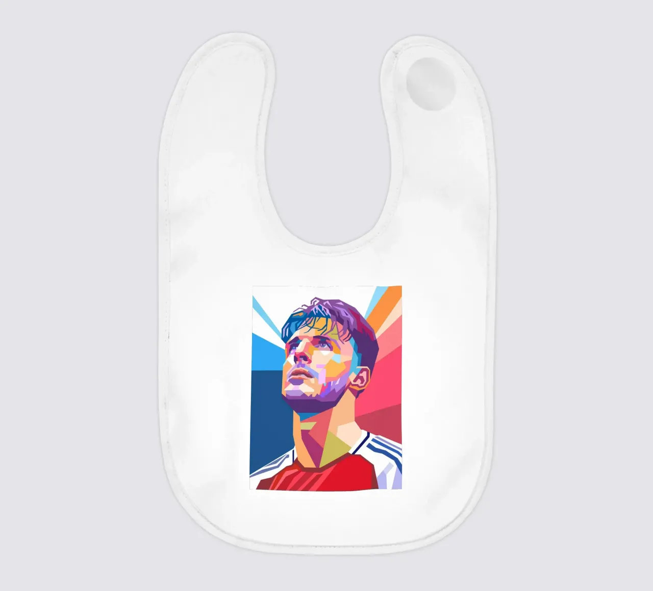 Pop art Declan Rice giocatore di calcio bavaglino da Hantamrata
