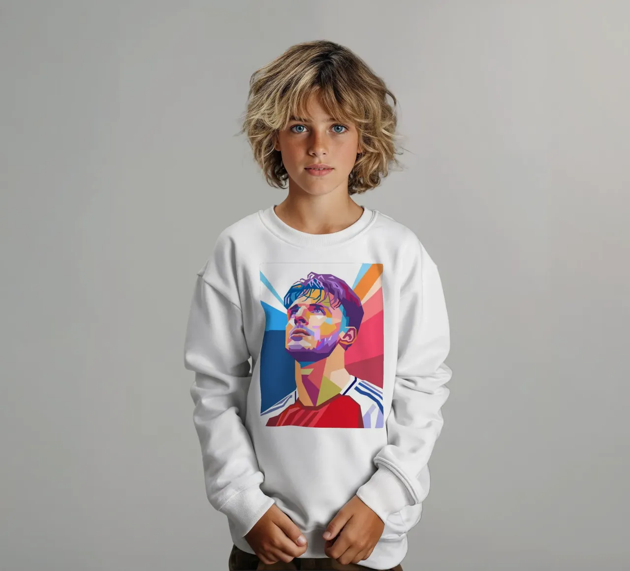 Pop art Declan Rice giocatore di calcio felpa bambino da Hantamrata