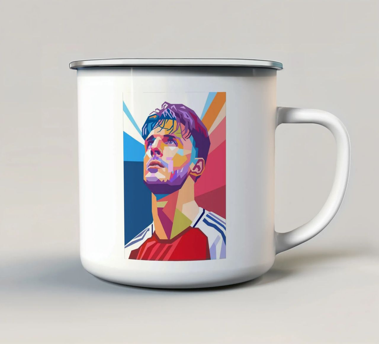 Pop art Declan Rice giocatore di calcio tazza in smalto da Hantamrata