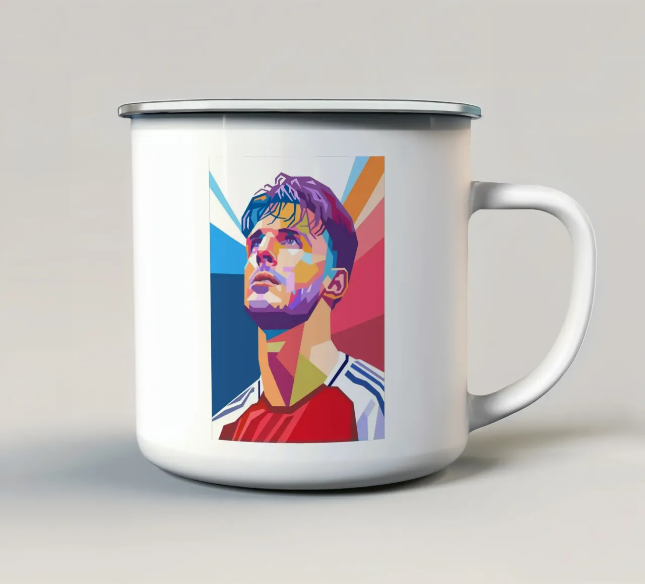Pop art Declan Rice giocatore di calcio tazza in smalto da Hantamrata