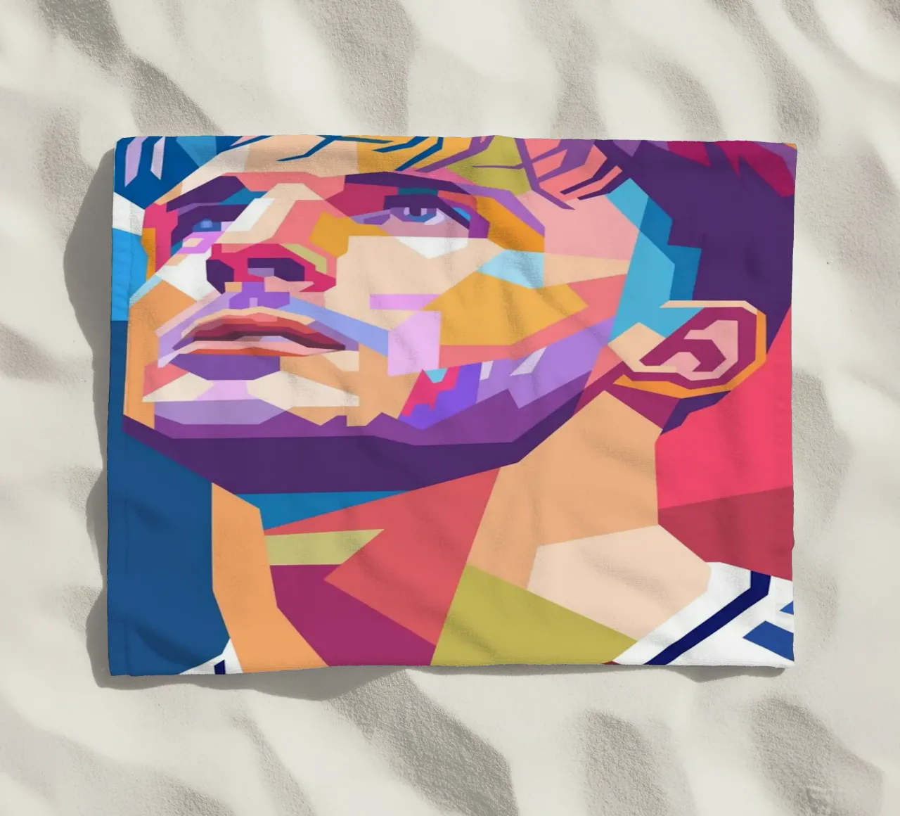 Pop art Declan Rice giocatore di calcio telo mare da Hantamrata