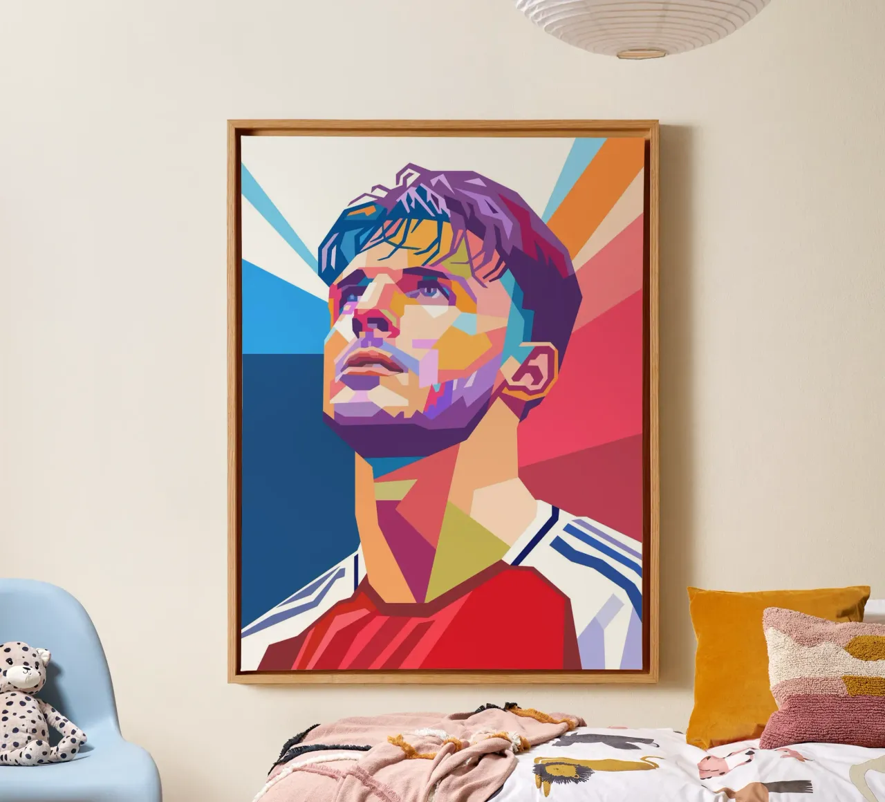 Pop art Declan Rice giocatore di calcio tela con Cornice a cassetta da Hantamrata