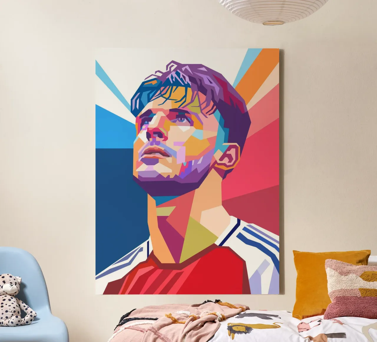 Pop art Declan Rice giocatore di calcio tela con Cornice a cassetta da Hantamrata