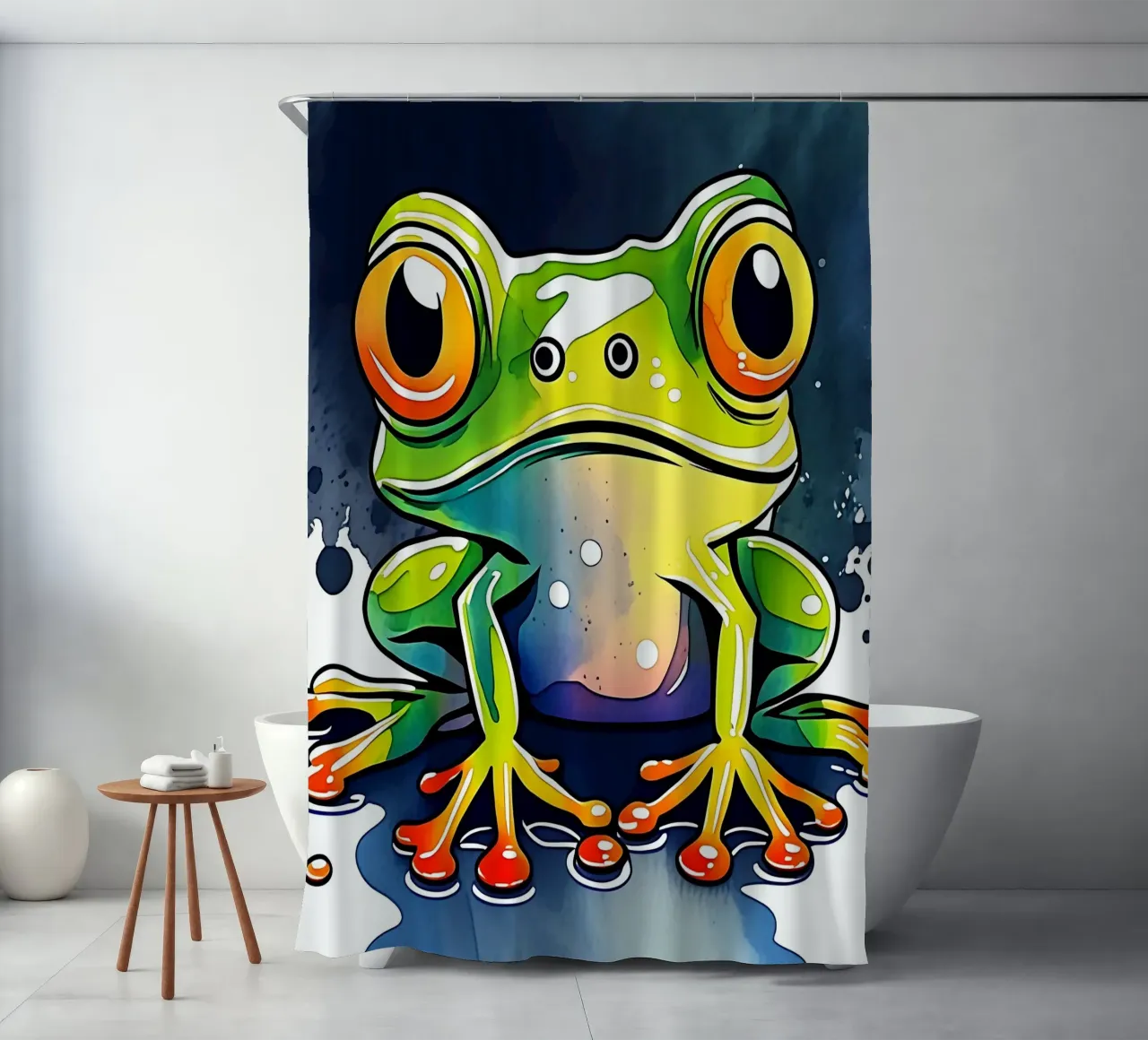 Frosch_Stil_M_1 Duschvorhang von Tierisch bunt by LK