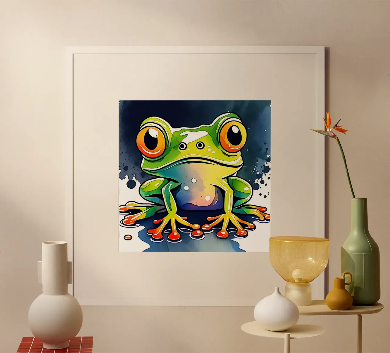 Rana_Stile_M_1 poster con telaio in legno da Tierisch bunt by LK