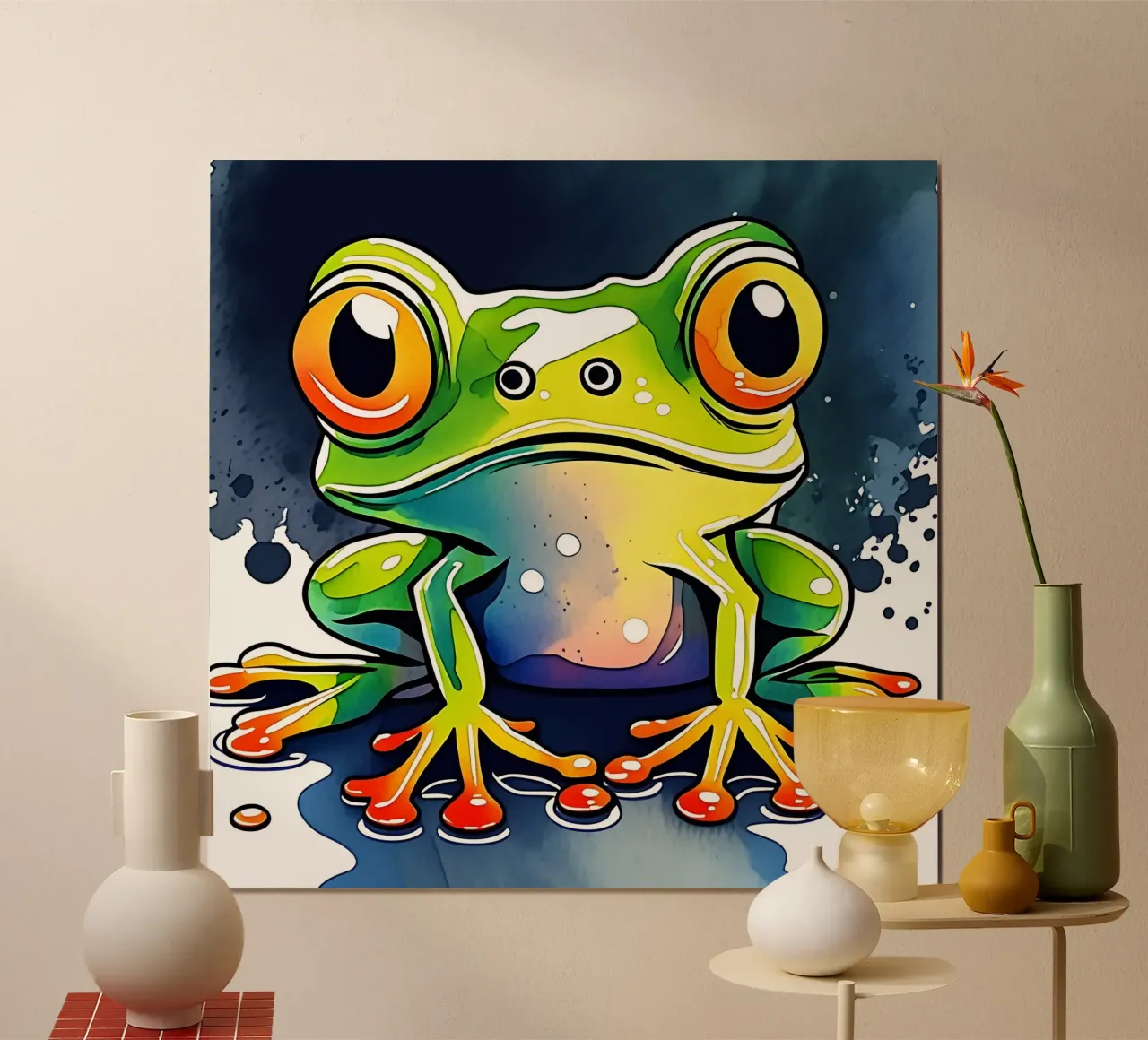 Rana_Stile_M_1 poster con telaio in legno da Tierisch bunt by LK