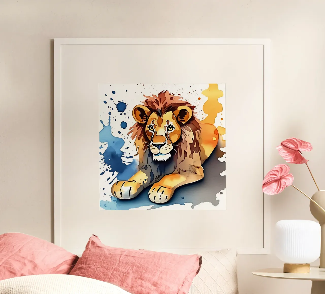 Leone_Stile_M_1 poster con telaio in plastica da Tierisch bunt by LK