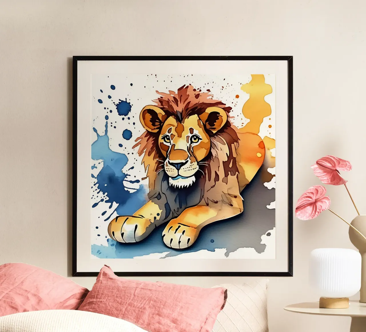 Leone_Stile_M_1 poster con telaio in plastica da Tierisch bunt by LK