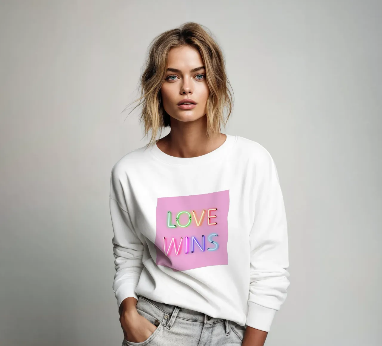 L'amore vince - Tipografia arcobaleno al neon felpa da showmemars