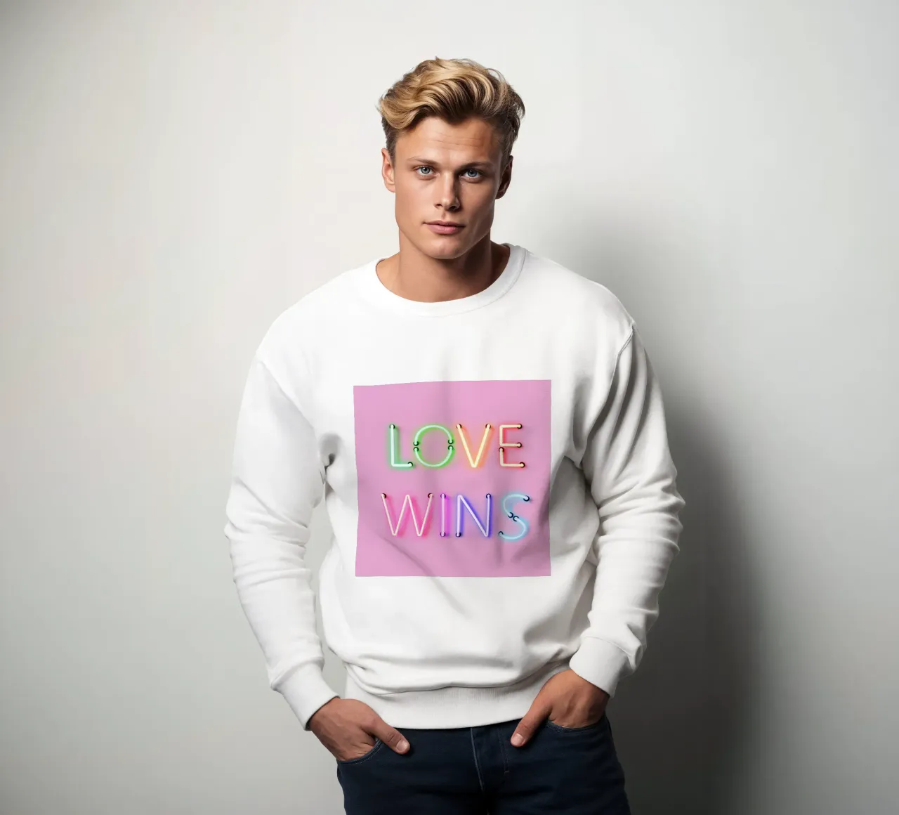 L'amore vince - Tipografia arcobaleno al neon felpa da showmemars
