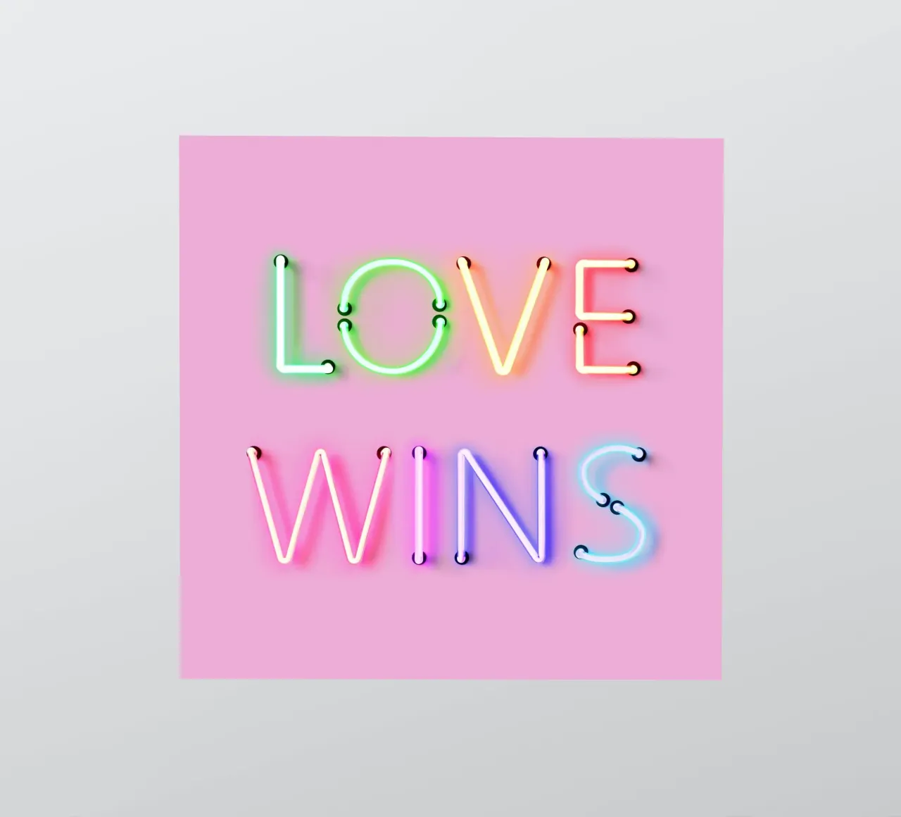 L'amore vince - Tipografia arcobaleno al neon adesivo da showmemars