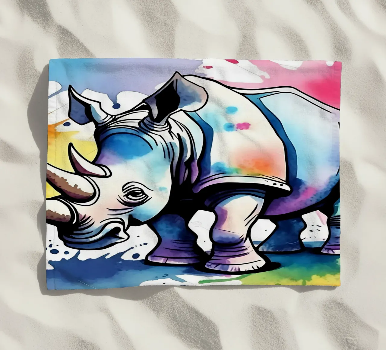 Nashorn_Stil_M_1 beach towel by Tierisch bunt by LK