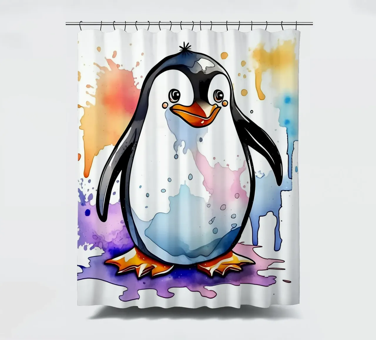 Pinguin_Stil_M_1 shower curtain by Tierisch bunt by LK