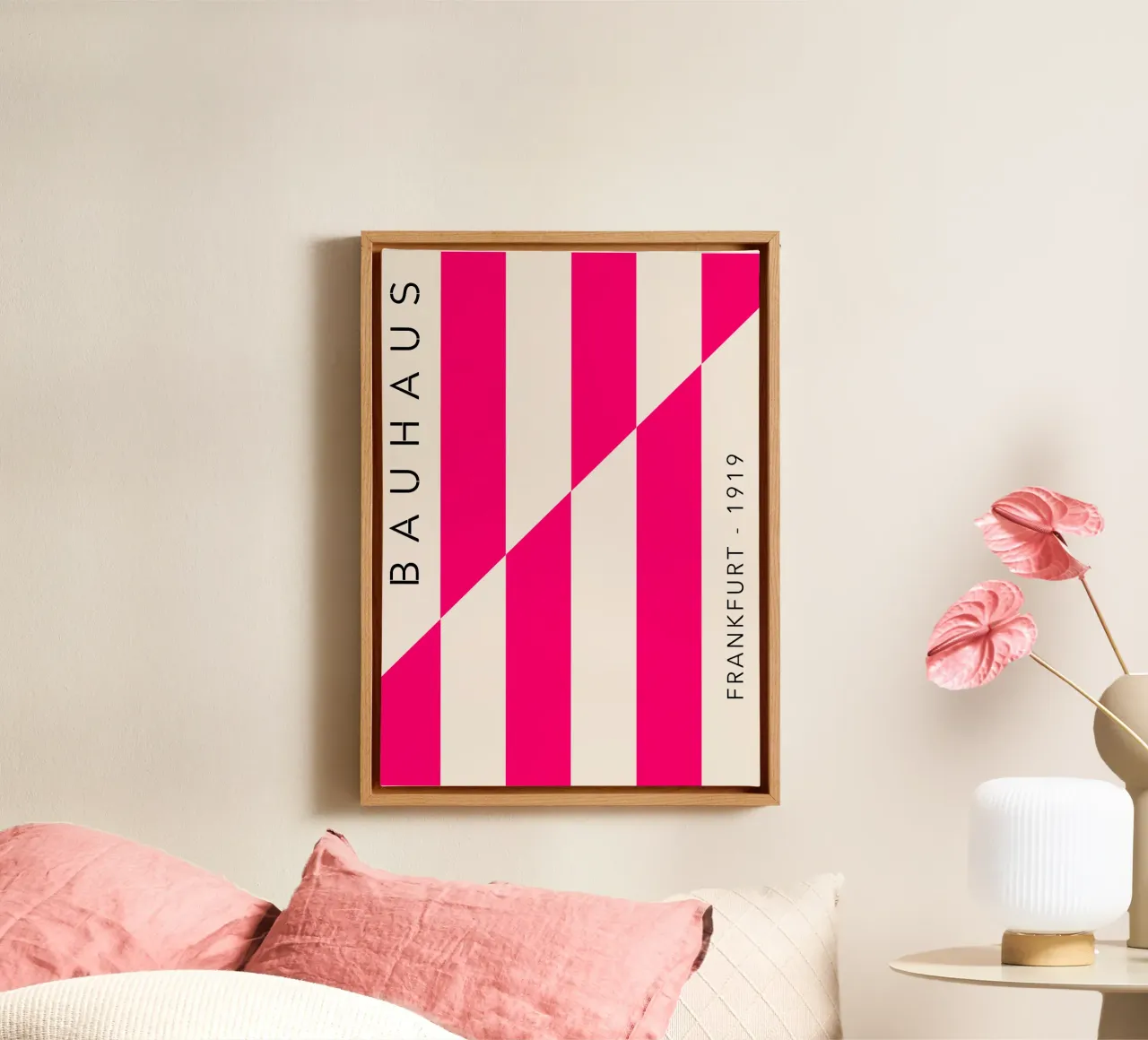 Frankfurt Lines – Magenta Edition canvas with Floater frame by SMPLE