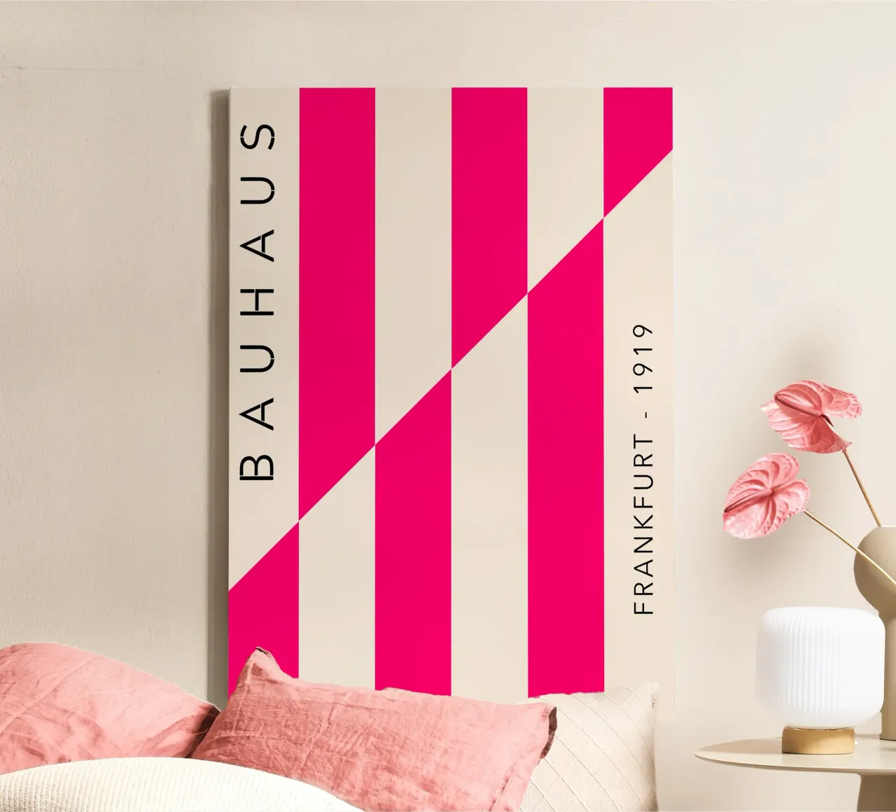 Frankfurt Lines – Magenta Edition canvas with Floater frame by SMPLE