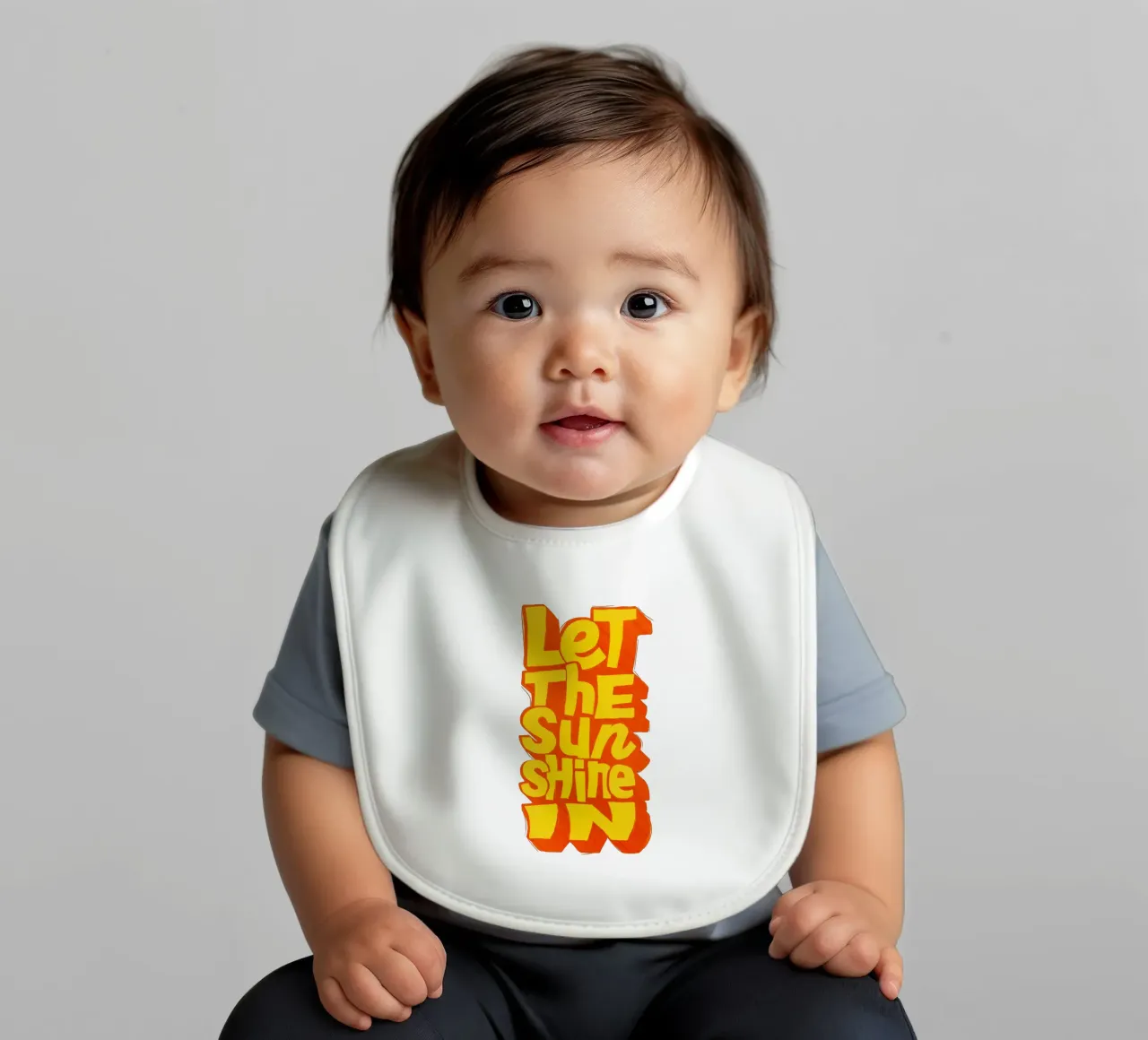 Let the Sunshine In – Retro Typography Print baby bib by showmemars