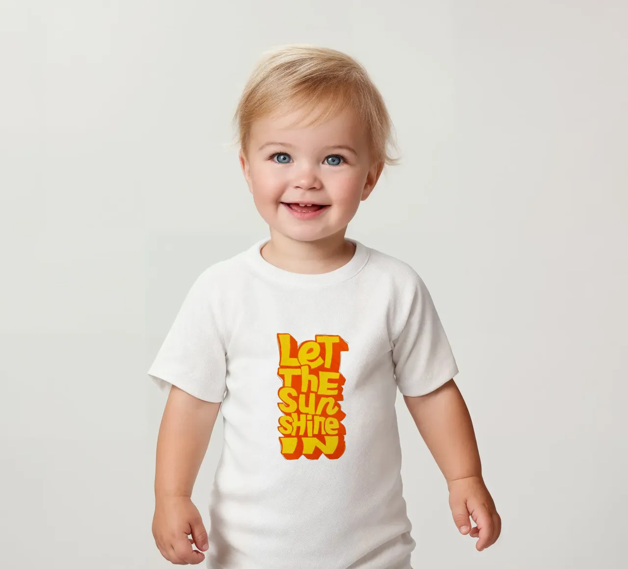 Let the Sunshine In – Retro Typography Print baby t-shirt by showmemars