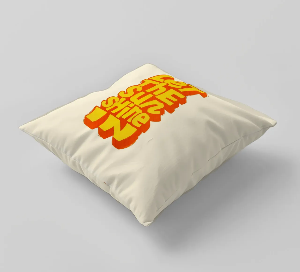 Let the Sunshine In – Retro Typography Print decorative cushion by showmemars