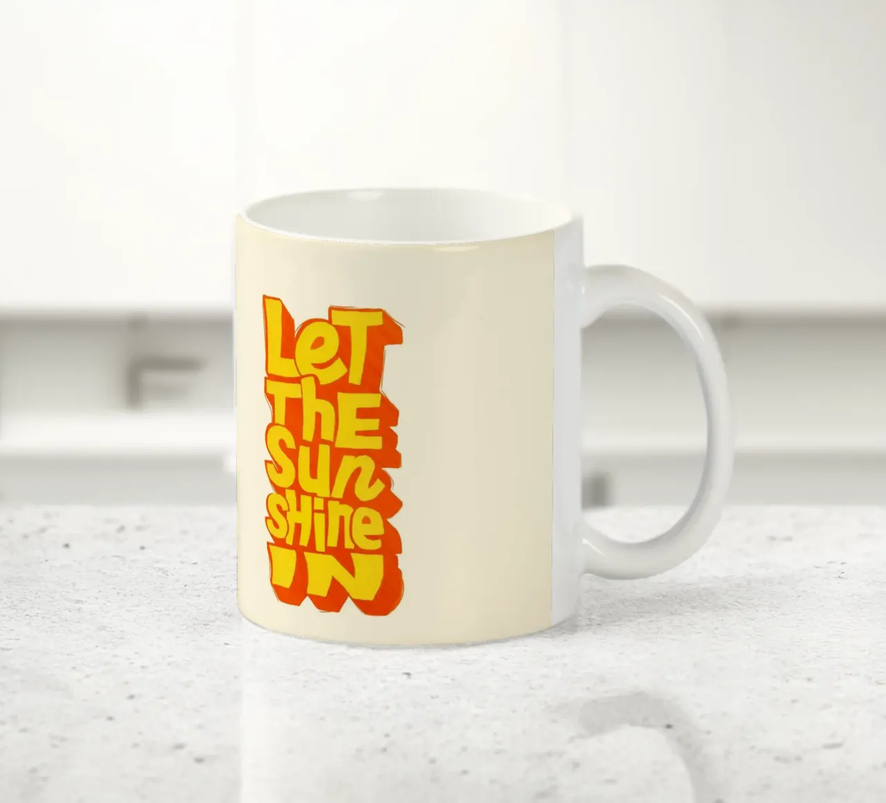 Let the Sunshine In – Retro Typography Print ceramic mug by showmemars