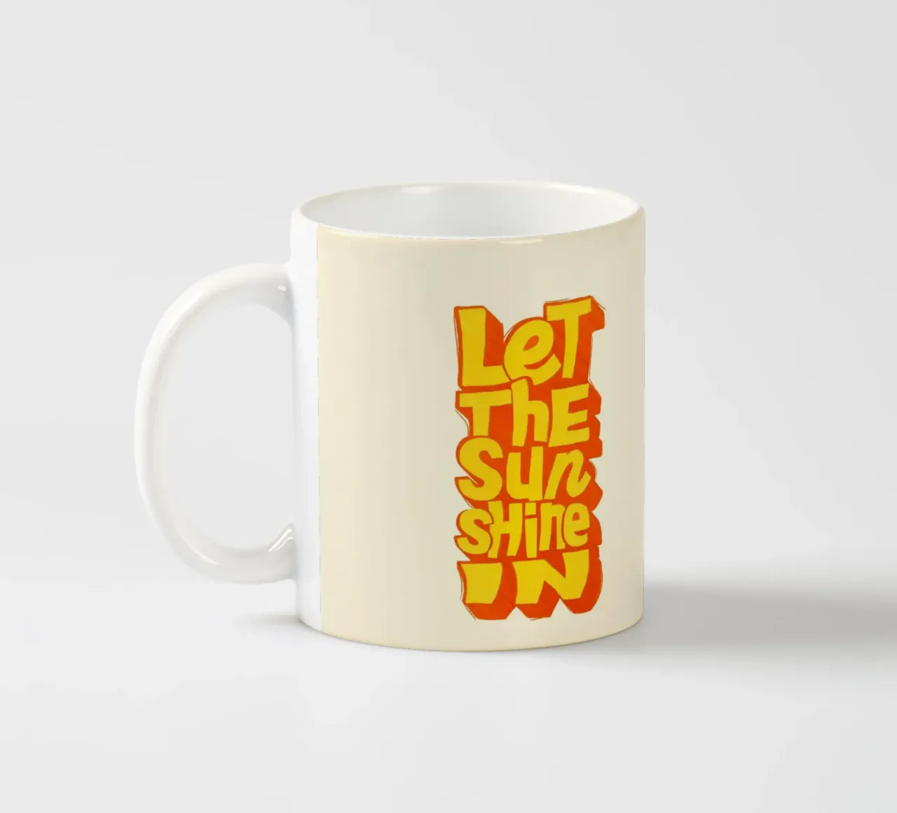Let the Sunshine In – Retro Typography Print ceramic mug by showmemars