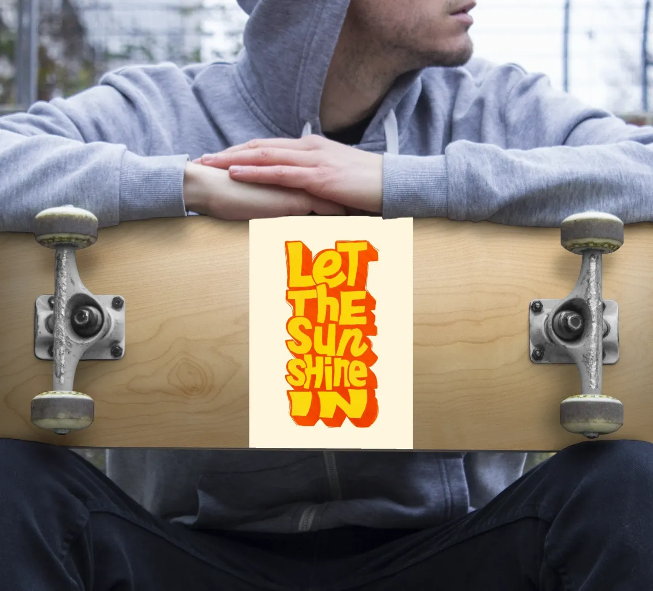 Let the Sunshine In – Retro Typography Print sticker by showmemars