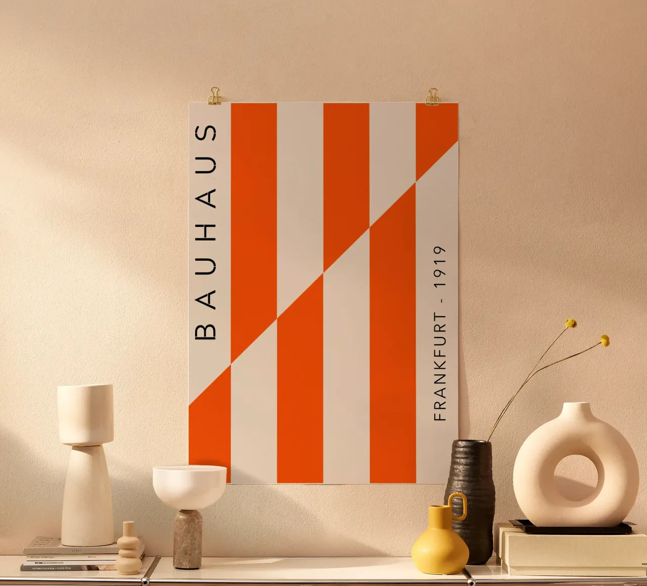Frankfurt Lines – Orange Edition poster con telaio in legno da SMPLE