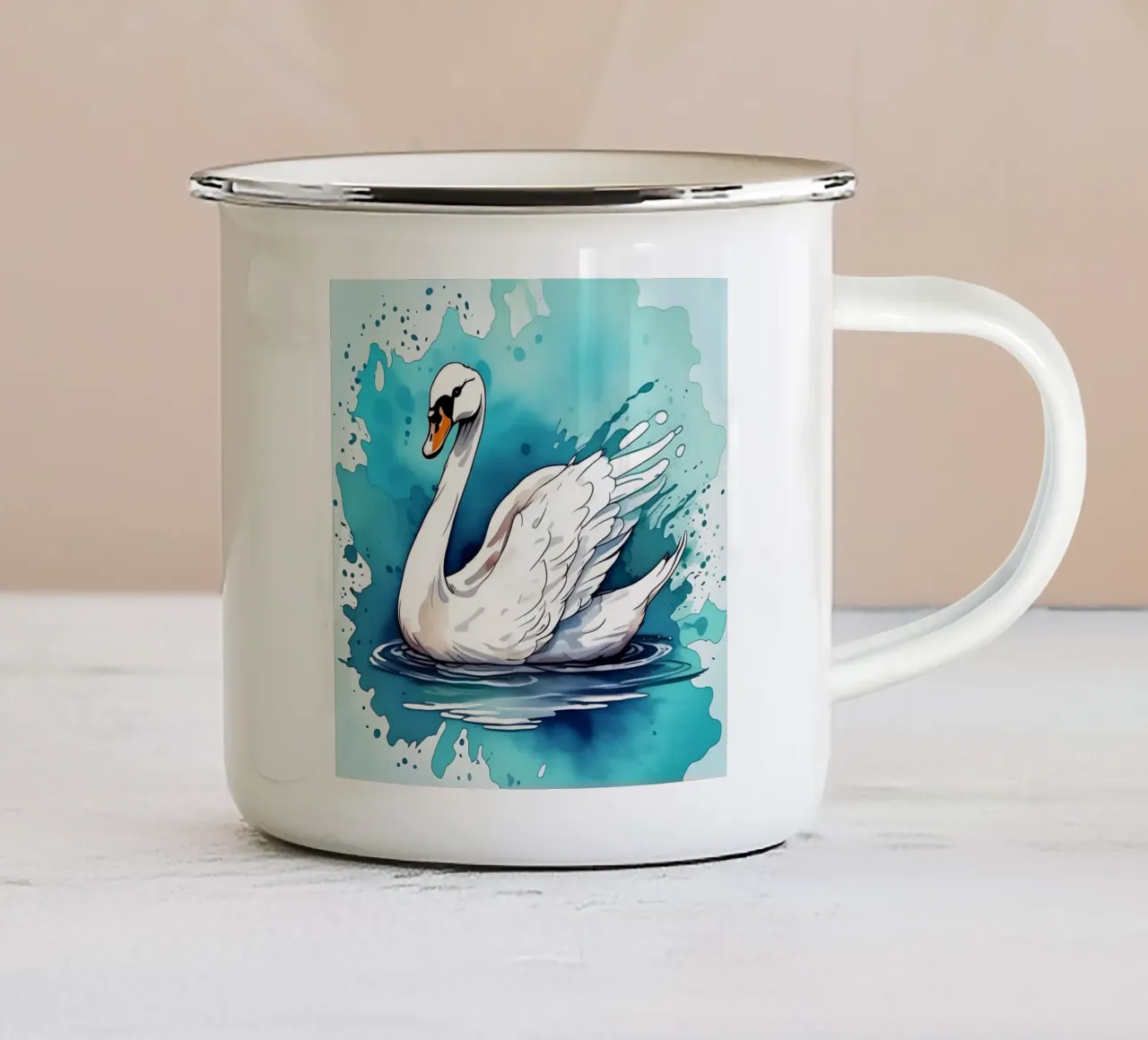 Stile del cigno_M_1 tazza in smalto da Tierisch bunt by LK