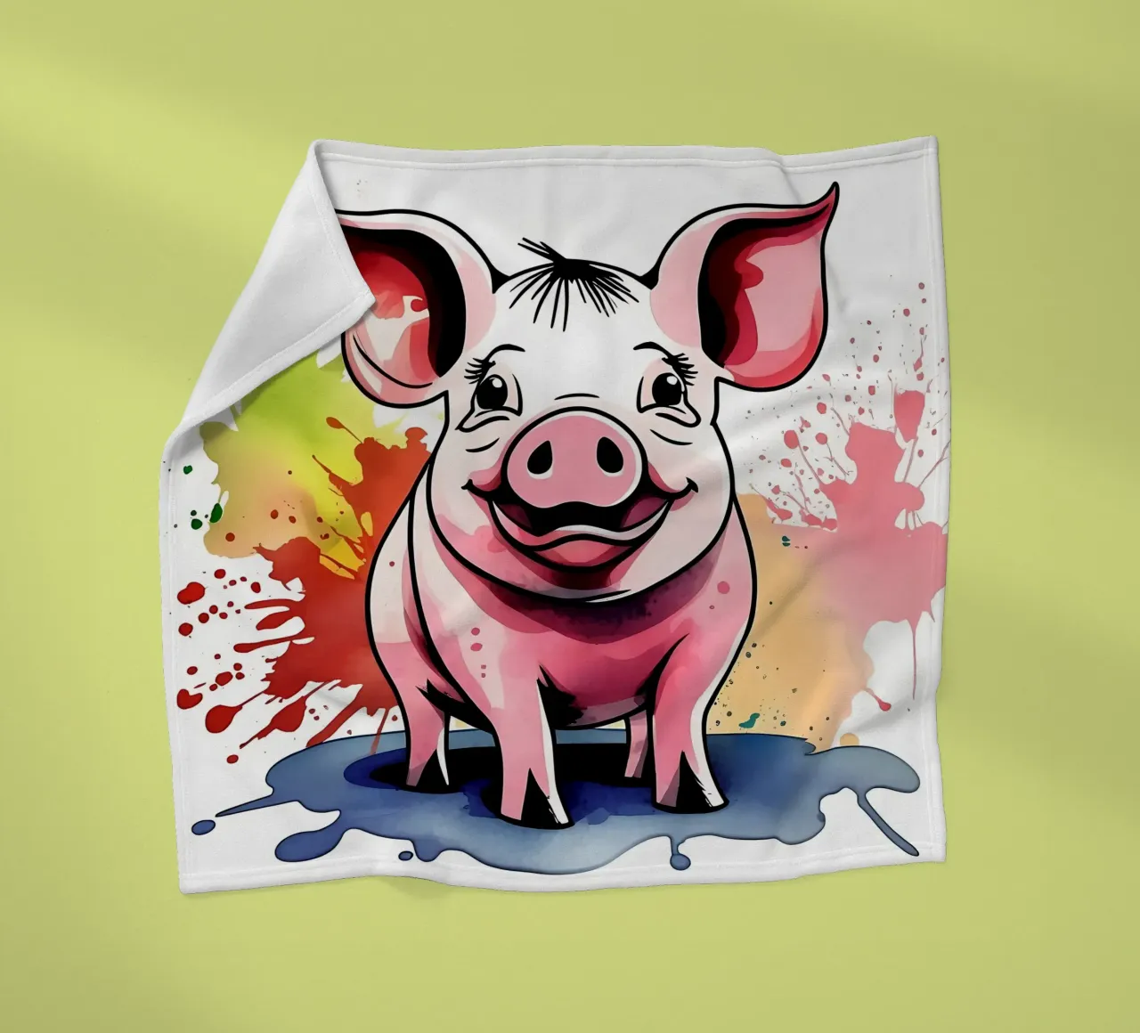 Pig_Style_M_1 fleece blanket by Tierisch bunt by LK