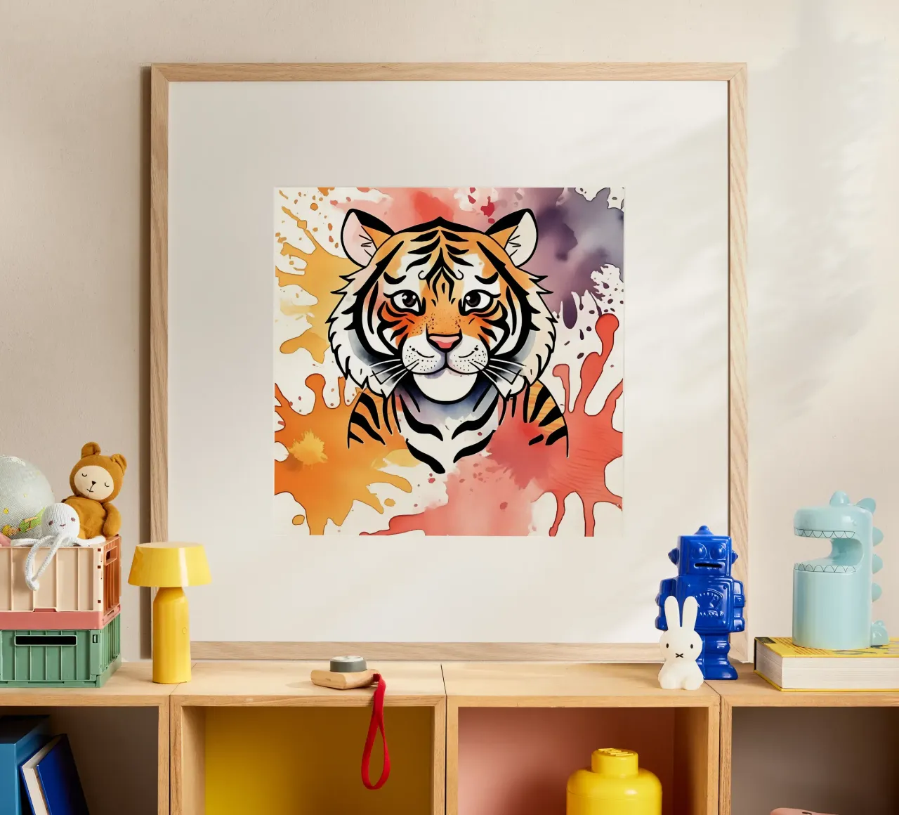 Stile_tigre_M_1 poster con telaio in legno da Tierisch bunt by LK