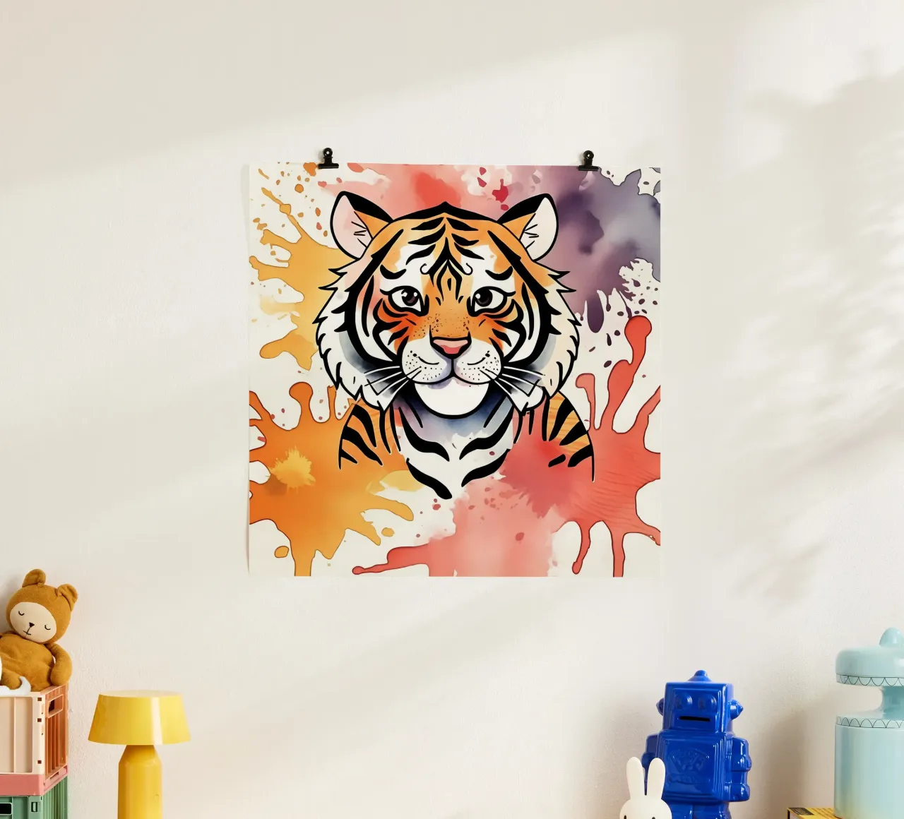 Stile_tigre_M_1 poster con telaio in legno da Tierisch bunt by LK