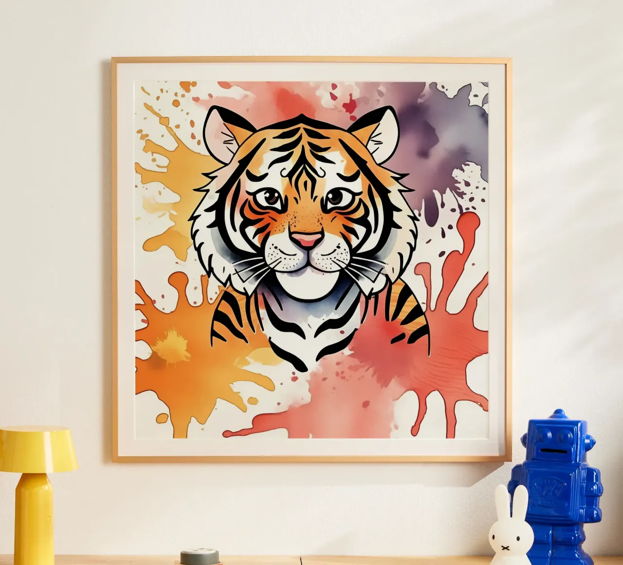 Stile_tigre_M_1 poster con telaio in legno da Tierisch bunt by LK
