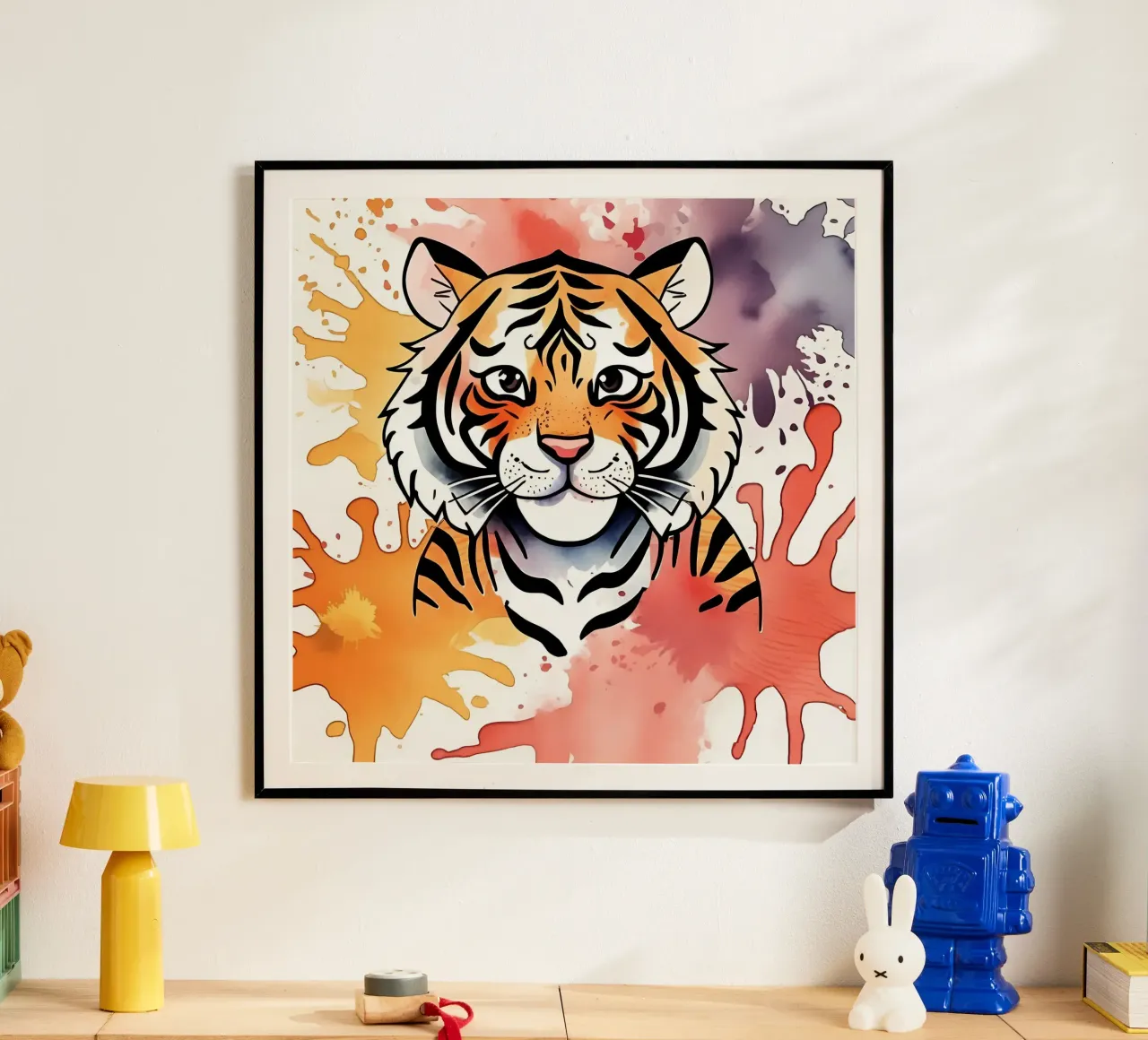 Stile_tigre_M_1 poster con telaio in legno da Tierisch bunt by LK
