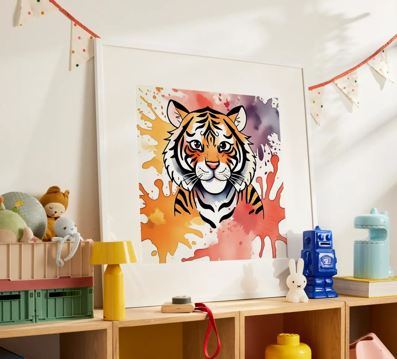 Stile_tigre_M_1 poster con telaio in legno da Tierisch bunt by LK