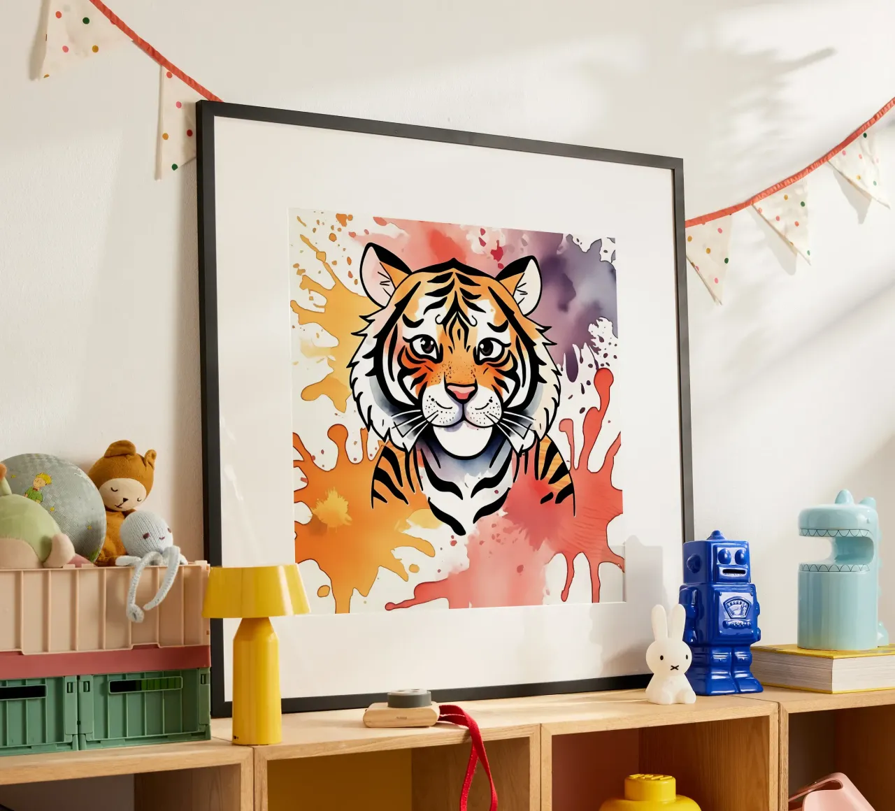 Stile_tigre_M_1 poster con telaio in legno da Tierisch bunt by LK