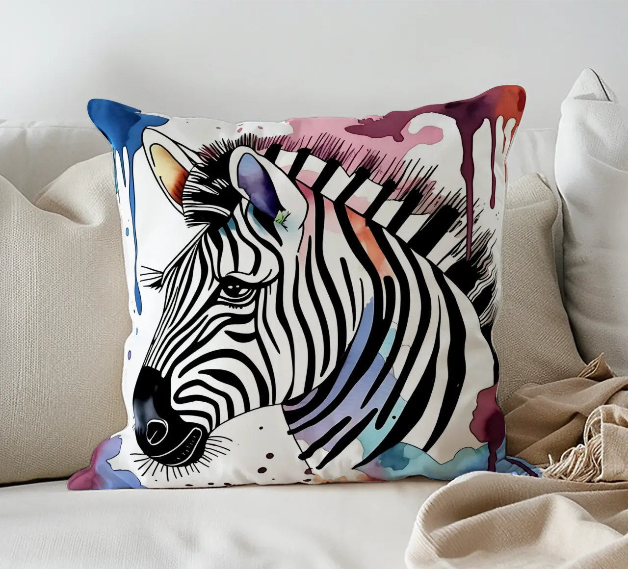 Zebra_Style_M_1 cuscino da Tierisch bunt by LK