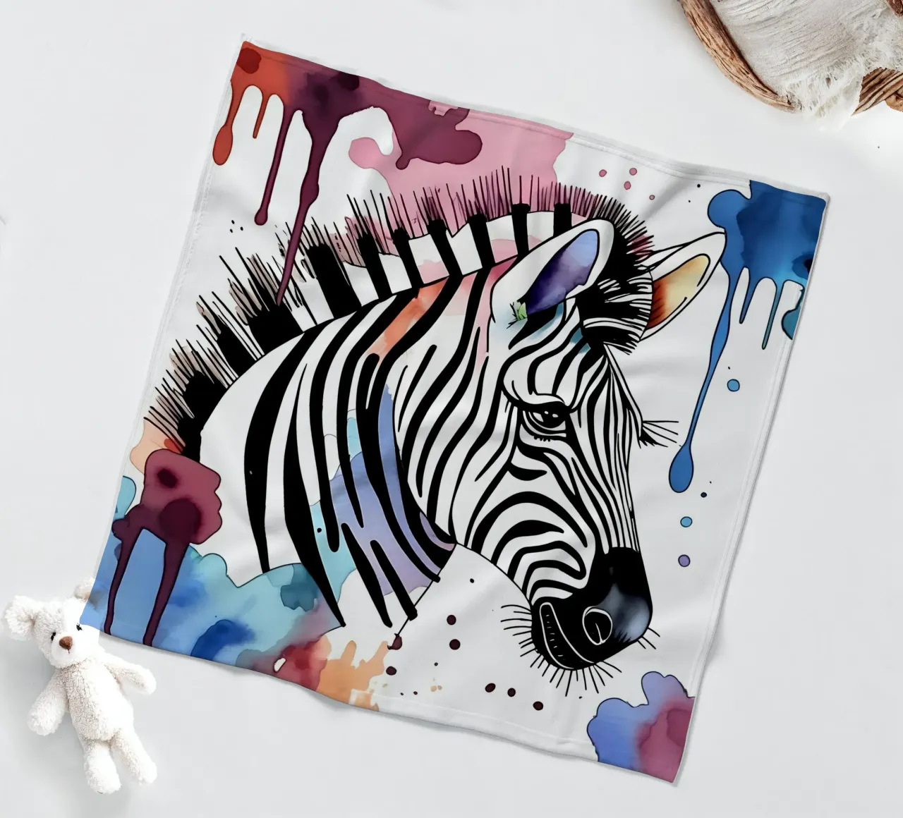 Zebra_Style_M_1 manta de franela de Tierisch bunt by LK
