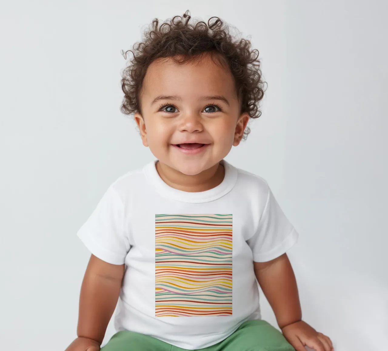 Retro Abstract Waves Pattern • Multi-colour Design for Pride baby t-shirt by Dominique Vari Abstract