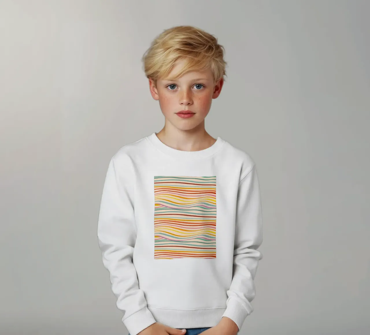 Retro Abstract Waves Pattern • Multi-colour Design for Pride kids sweatshirt by Dominique Vari Abstract