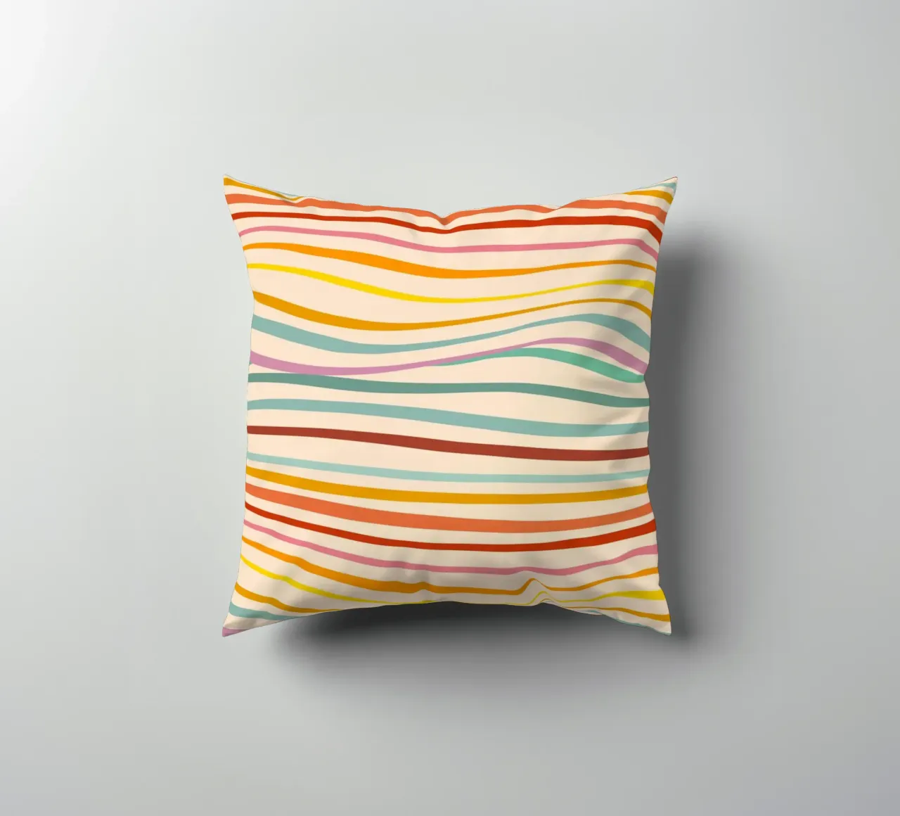 Retro Abstract Waves Pattern • Multi-colour Design for Pride decorative cushion by Dominique Vari Abstract
