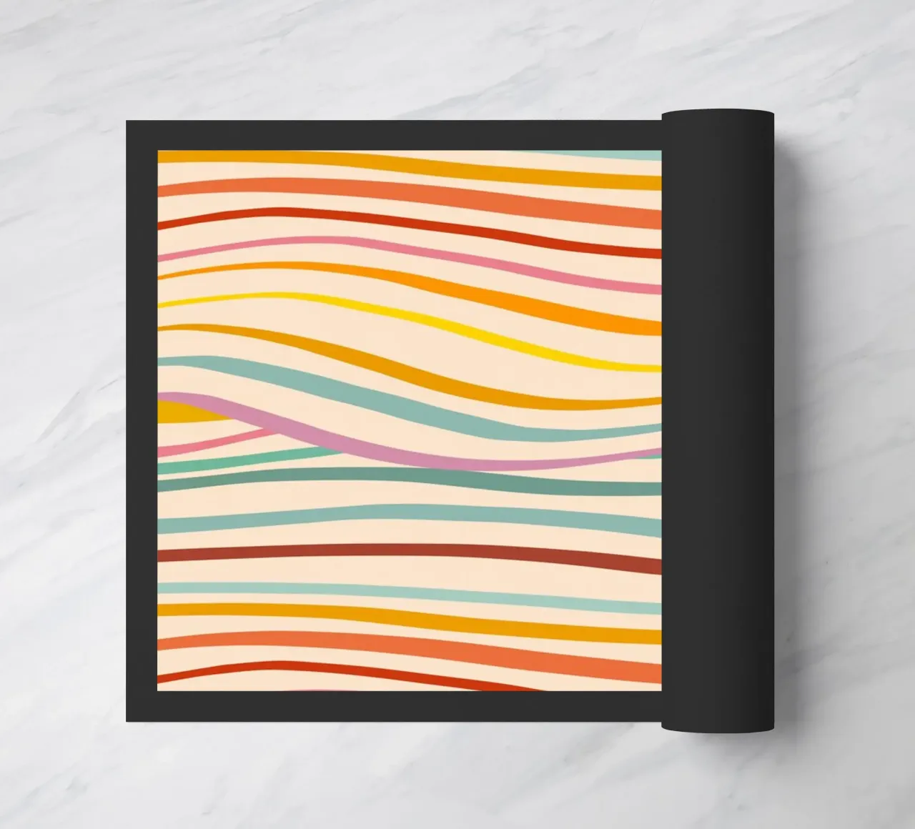 Abstraktes Retro-Wellenmuster - mehrfarbiges Design für Stolz Fußmatte von Dominique Vari Abstract