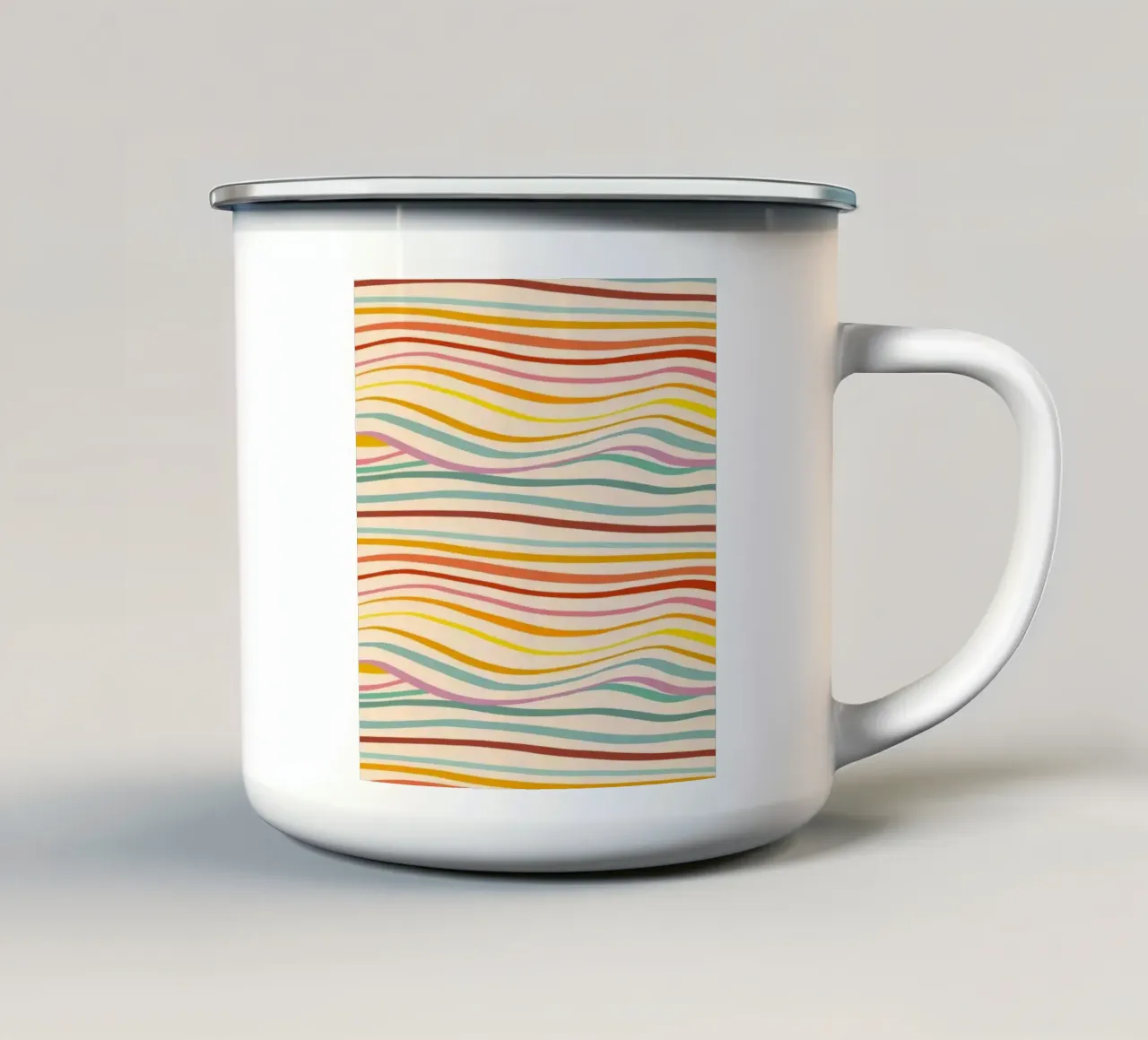 Retro Abstract Golvenpatroon - Veelkleurig Ontwerp voor Trots emaille mok van Dominique Vari Abstract