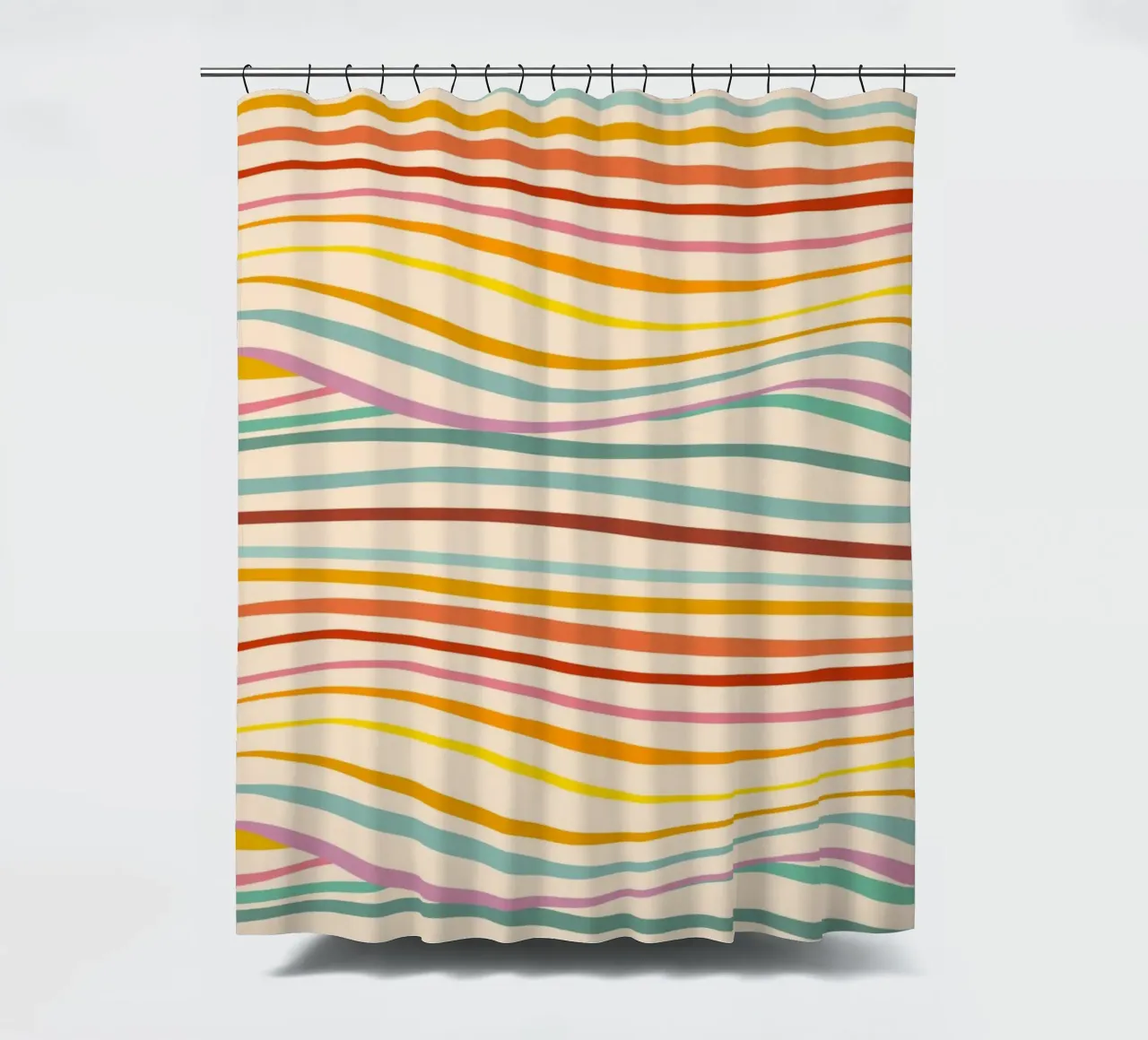 Retro Abstract Waves Pattern • Multi-colour Design for Pride shower curtain by Dominique Vari Abstract