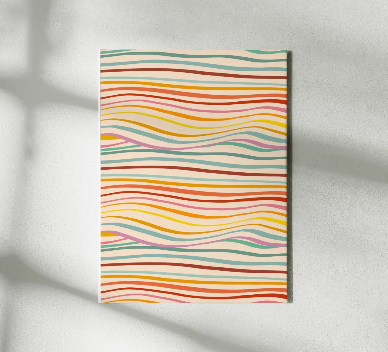 Abstraktes Retro-Wellenmuster - mehrfarbiges Design für Stolz Leinwand von Dominique Vari Abstract
