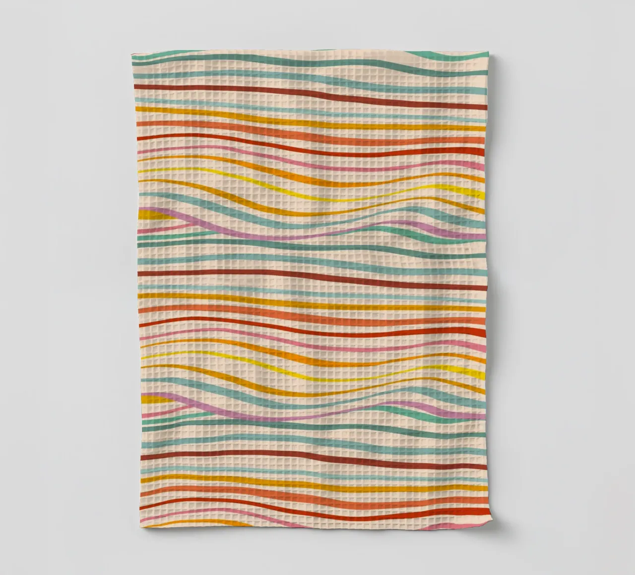 Motif rétro de vagues abstraites - Design multicolore pour la fierté torchon de Dominique Vari Abstract