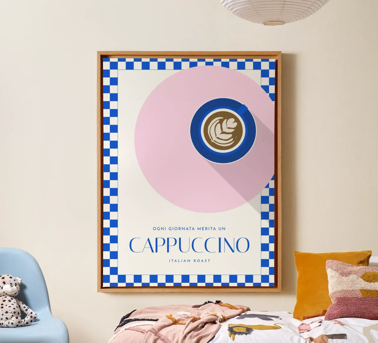 Todos los días merecen un Cappuccino lienzo con Marco flotante de Bureau Purpur